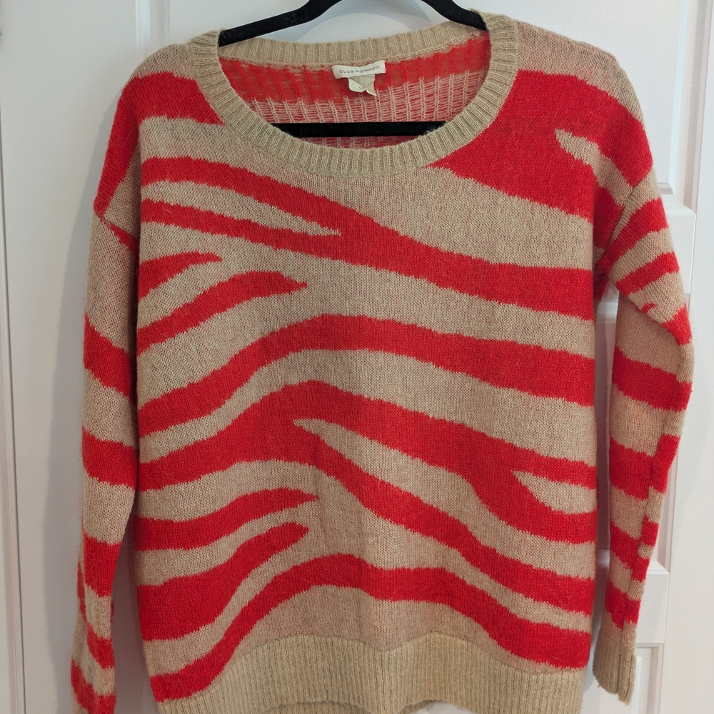 Red and Tan Striped Sweater